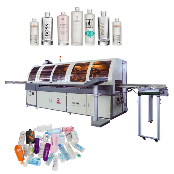 s104m automatic servo three color screen printing machine for plastic glass bottles cups